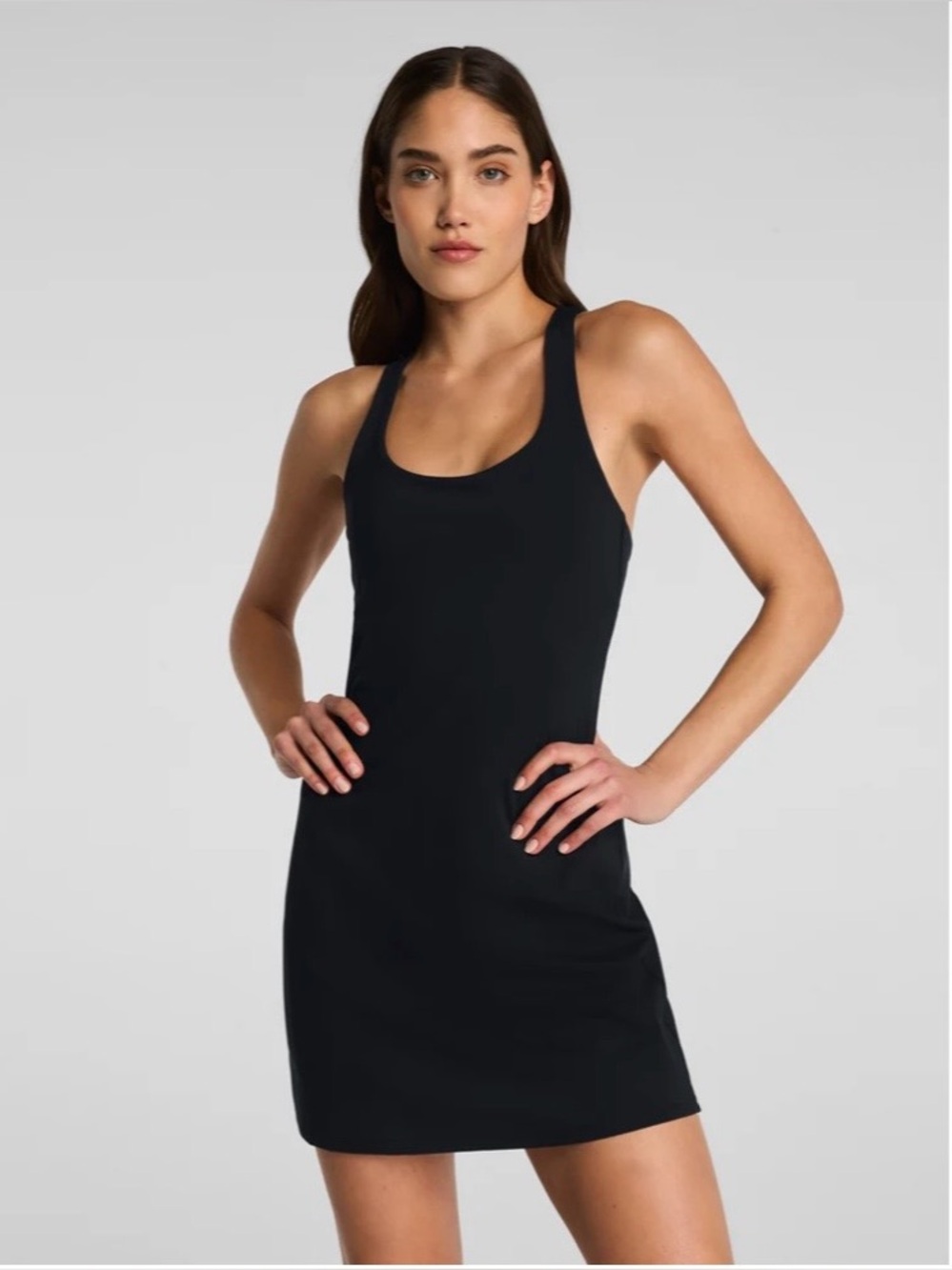 SPANX Get Moving Black Racerback Active Dress Medium Built In Shorts Pocket